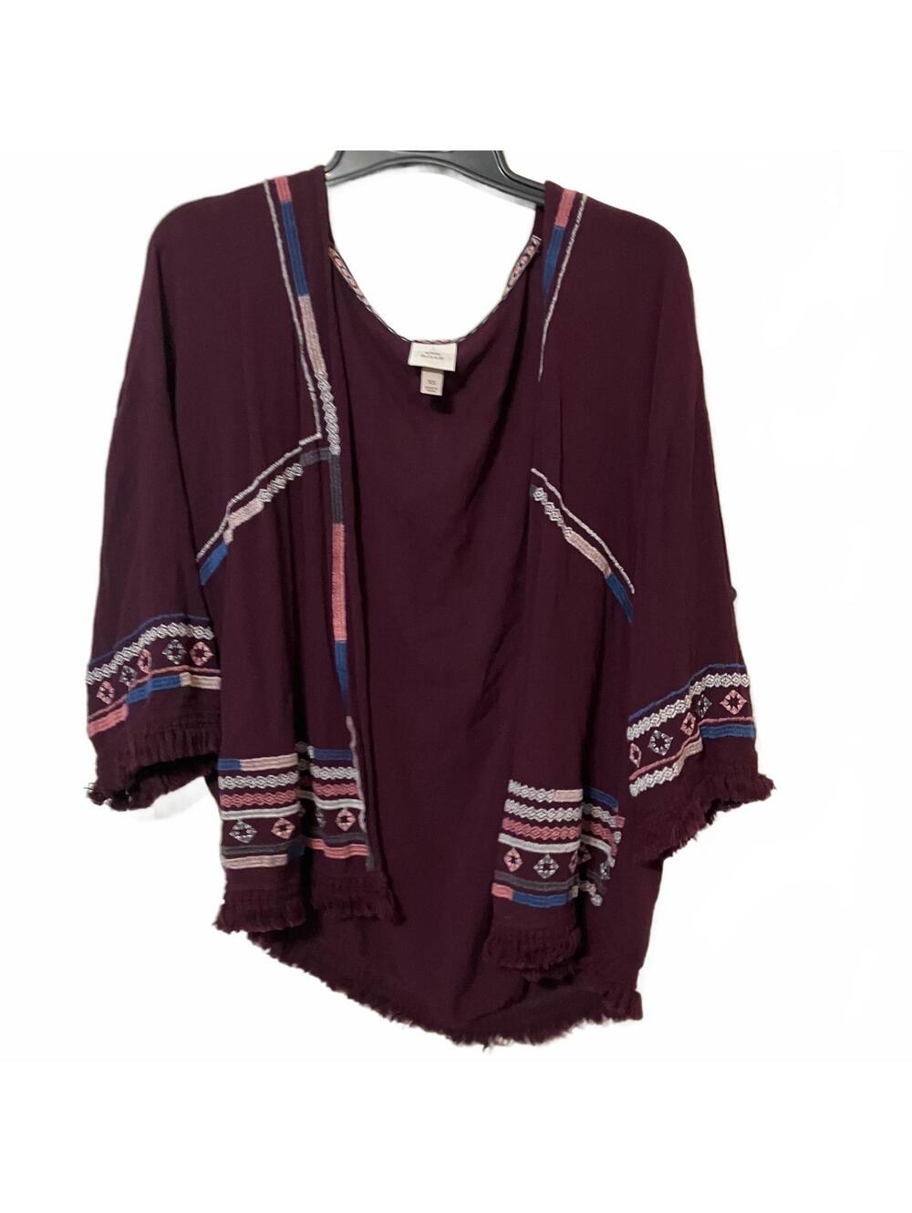 Knox Rose Purple Boho Chic Romantic Feminine Indie-Sleaze Embroidered Top XS